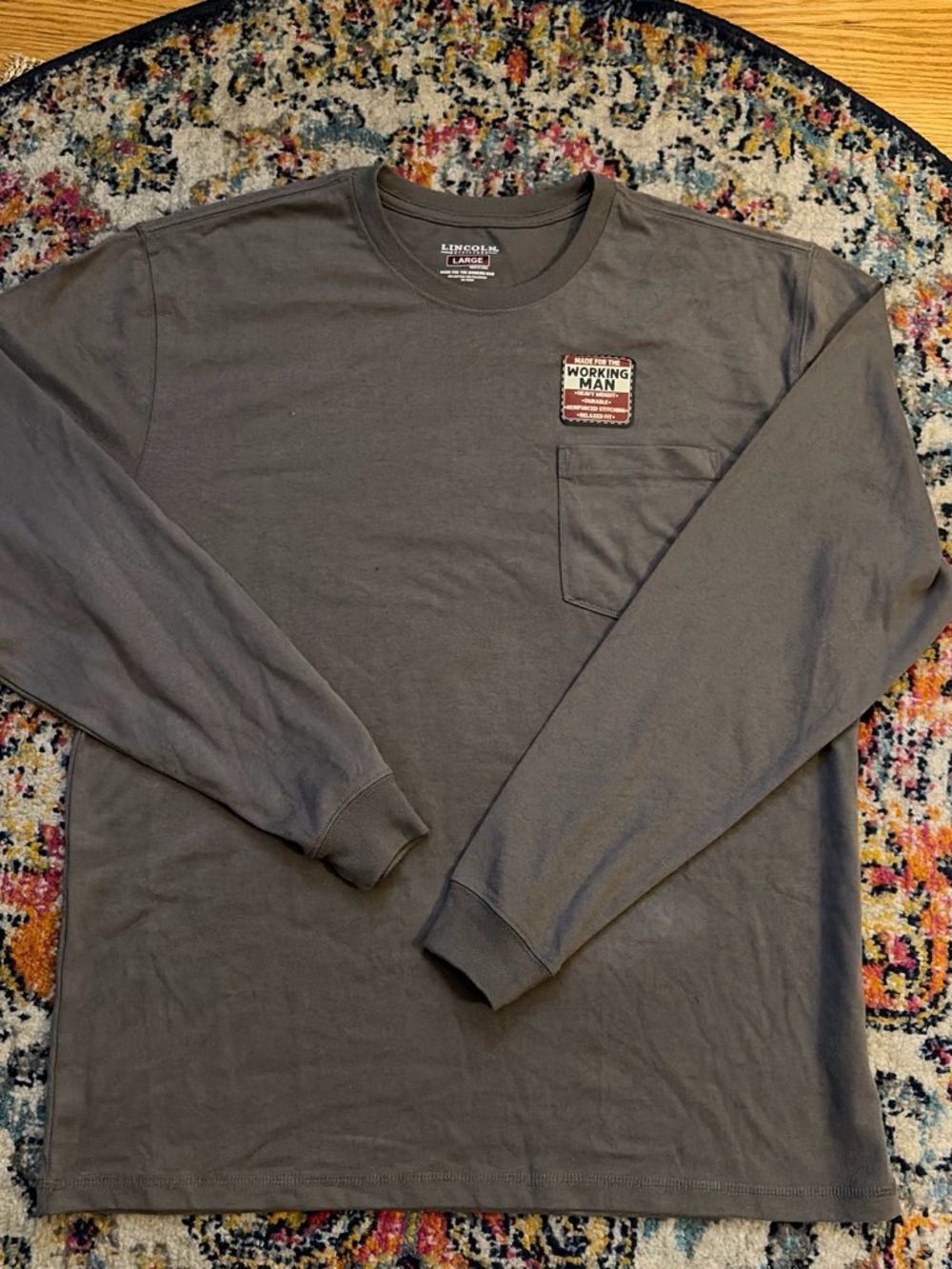 Lincoln Classic Long-Sleeve Pocket Tee - Charcoal
